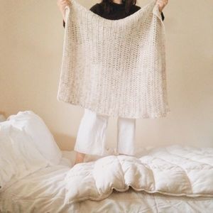 Small Speckled Oatmeal Handmade Knit Throw